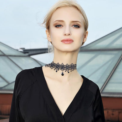 Black Lace Choker Gothic Punk Necklace for Women by HitMyNeed
