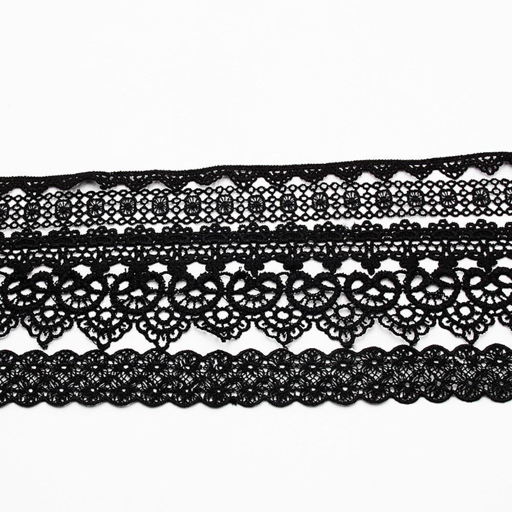 Black Lace Choker Necklace Set, 8 Piece Adjustable by HitMyNeed