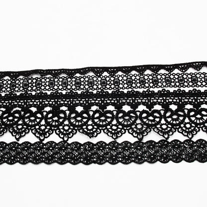 Black Lace Choker Necklace Set, 8 Piece Adjustable by HitMyNeed
