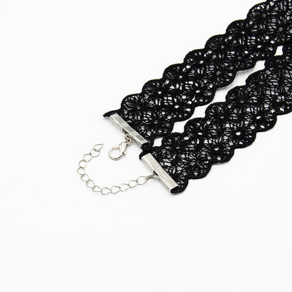 Black Lace Choker Necklace Set, 8 Piece Adjustable by HitMyNeed