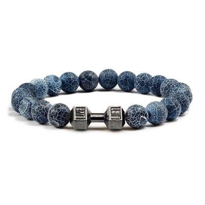Black Lava Stone Dumbbell Beaded Bracelet by HitMyNeed