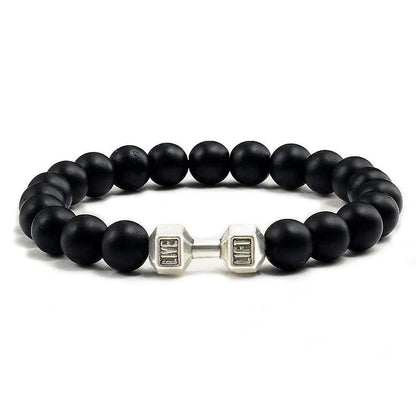 Black Lava Stone Dumbbell Beaded Bracelet by HitMyNeed