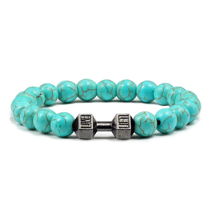 Black Lava Stone Dumbbell Beaded Bracelet by HitMyNeed