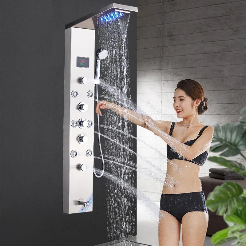 Black LED Shower Panel with Digital Screen, 6 Modes by HitMyNeed