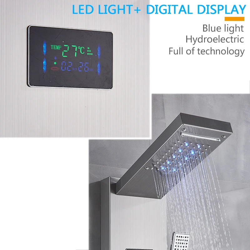 Black LED Shower Panel with Digital Screen, 6 Modes by HitMyNeed