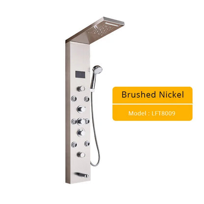 Black LED Shower Panel with Digital Screen, 6 Modes brushed-8009 by HitMyNeed