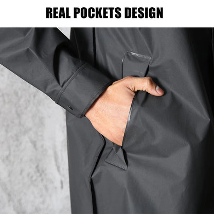 Black Long Waterproof Hooded Raincoat Unisex by HitMyNeed