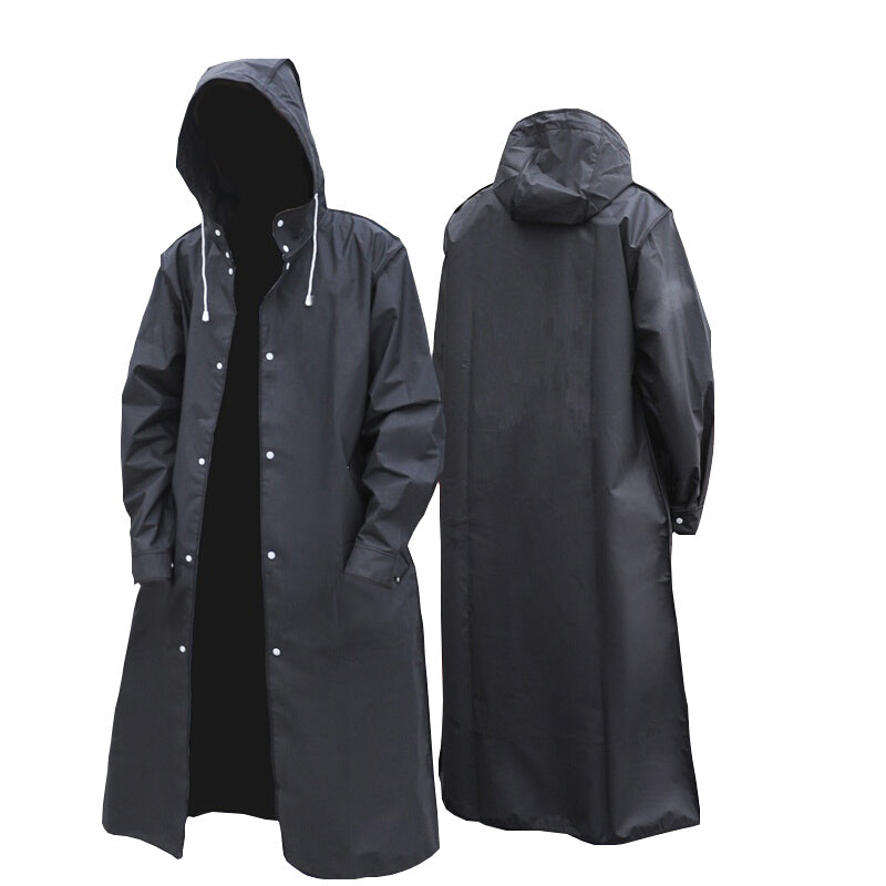 Black Long Waterproof Hooded Raincoat Unisex l by HitMyNeed