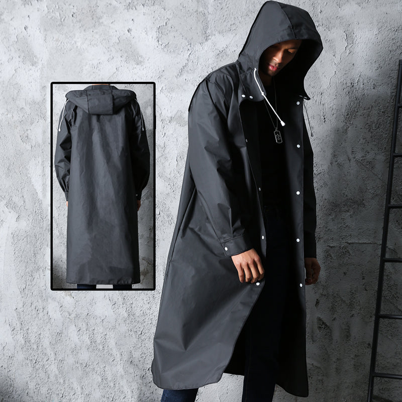 Black Long Waterproof Hooded Raincoat Unisex xl by HitMyNeed