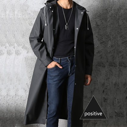 Black Long Waterproof Hooded Raincoat Unisex xxl by HitMyNeed