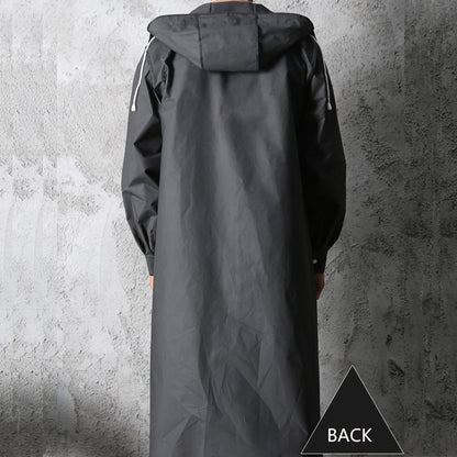 Black Long Waterproof Hooded Raincoat Unisex xxxl by HitMyNeed