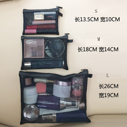 Black Mesh Travel Makeup Bag - 3 Sizes l-26x19cm by HitMyNeed