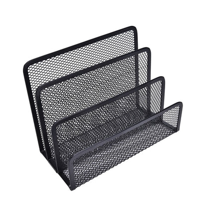 Black Metal Mesh File Holder Stand with 3 Sections by HitMyNeed