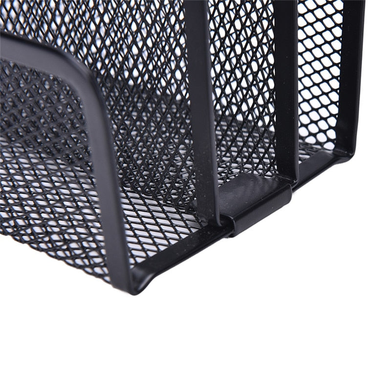 Black Metal Mesh File Holder Stand with 3 Sections by HitMyNeed