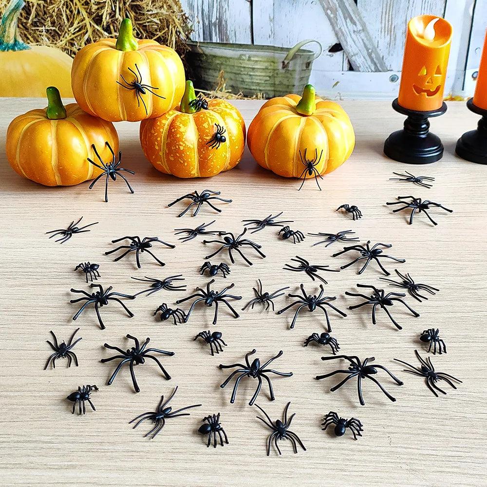 Black Plastic Halloween Spiders Decoration Set by HitMyNeed