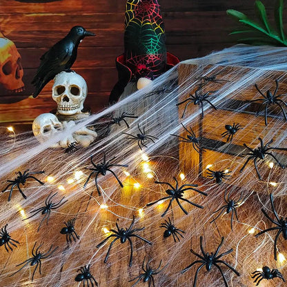 Black Plastic Halloween Spiders Decoration Set by HitMyNeed