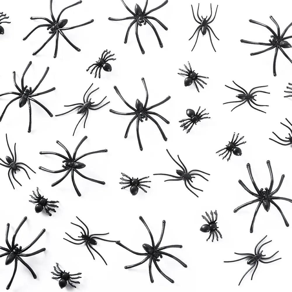 Black Plastic Halloween Spiders Decoration Set by HitMyNeed