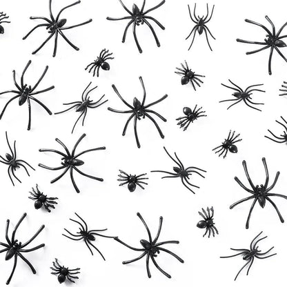 Black Plastic Halloween Spiders Decoration Set by HitMyNeed