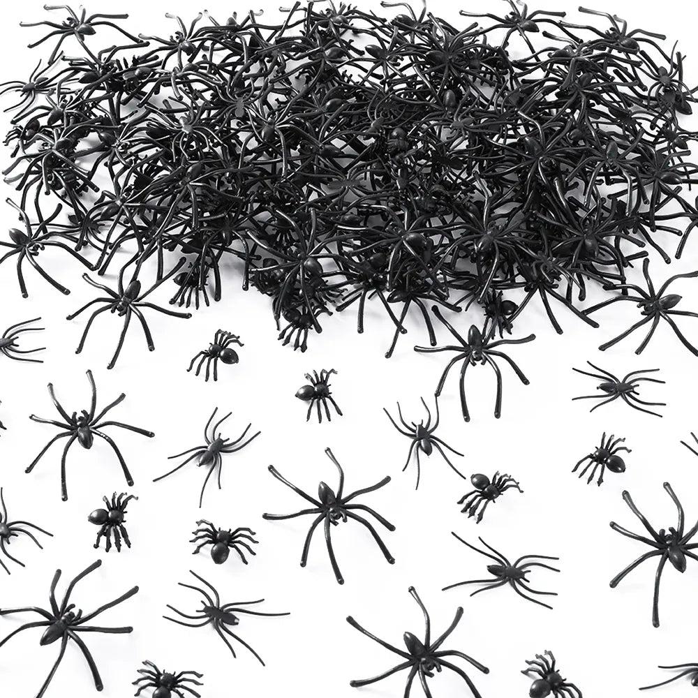 Black Plastic Halloween Spiders Decoration Set mixed 60pcs by HitMyNeed