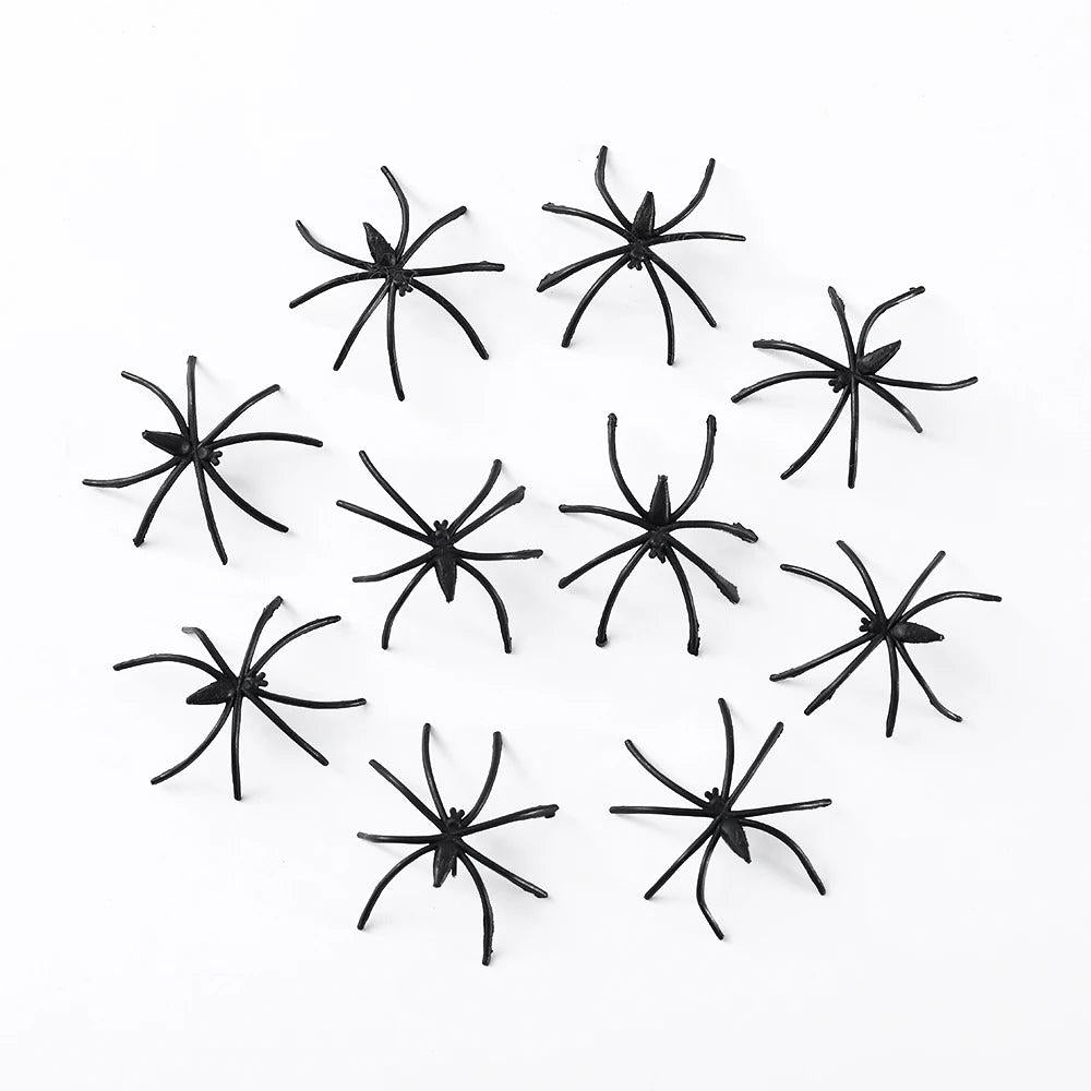 Black Plastic Halloween Spiders Decoration Set tape-a 90pcs by HitMyNeed