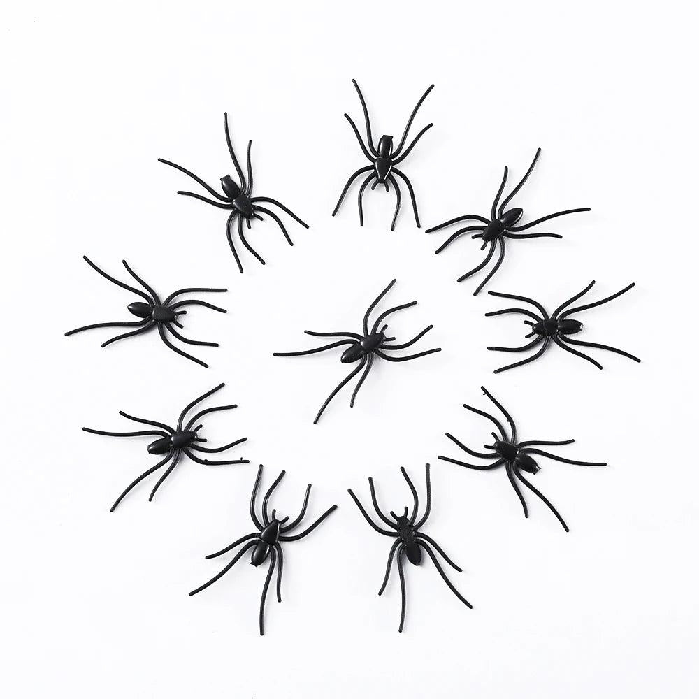 Black Plastic Halloween Spiders Decoration Set tape-b 60pcs by HitMyNeed