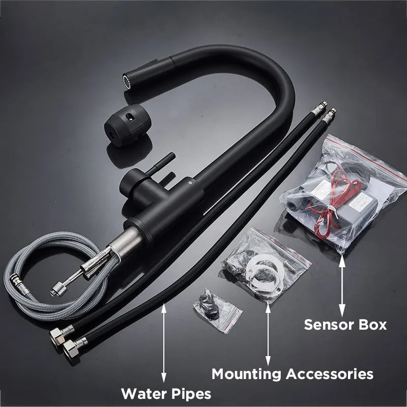 Black Pull Out Touch Sensor Kitchen Mixer Tap by HitMyNeed