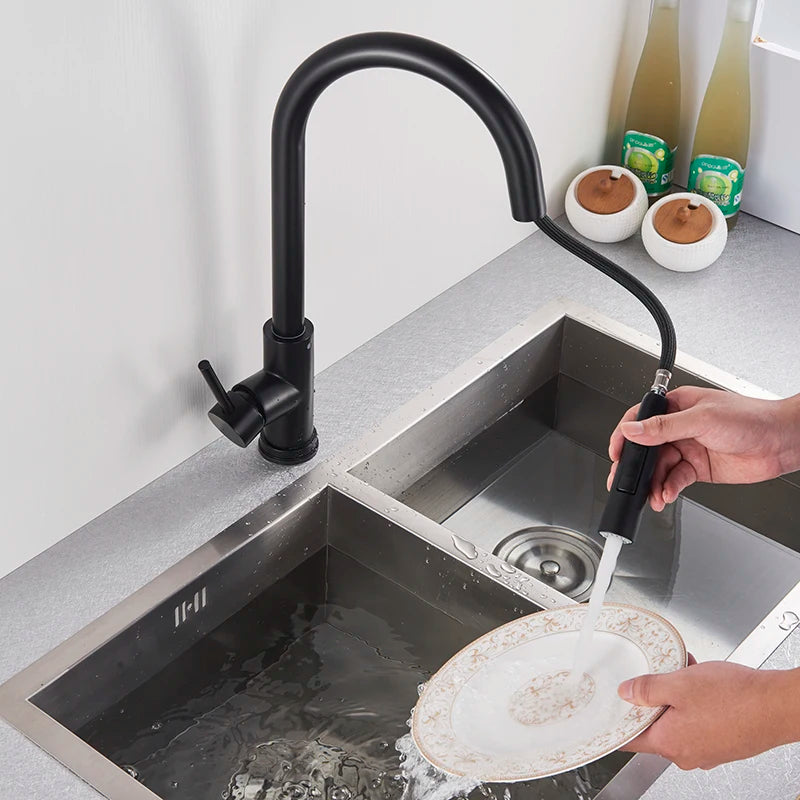 Black Pull Out Touch Sensor Kitchen Mixer Tap by HitMyNeed