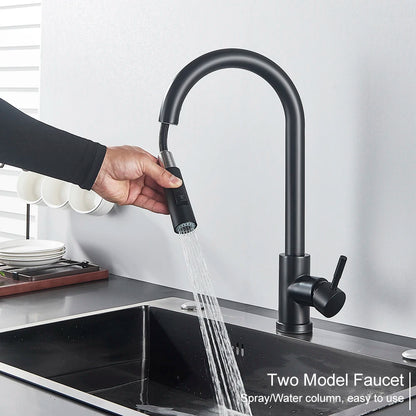 Black Pull Out Touch Sensor Kitchen Mixer Tap by HitMyNeed