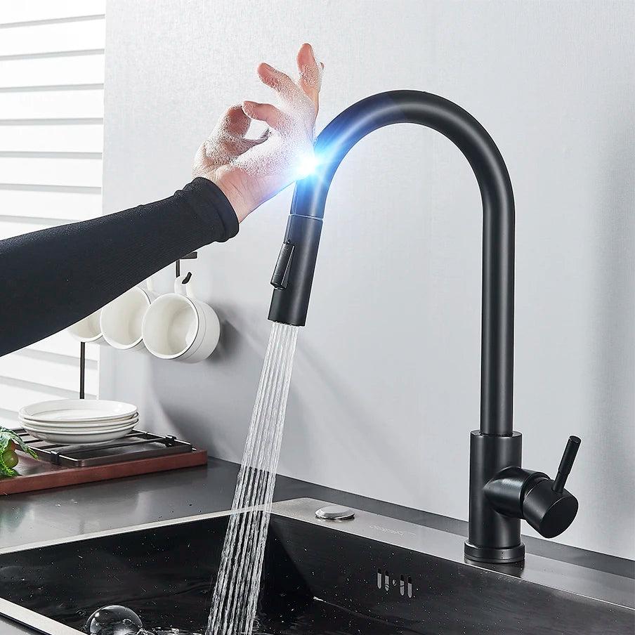 Black Pull Out Touch Sensor Kitchen Mixer Tap black-a by HitMyNeed
