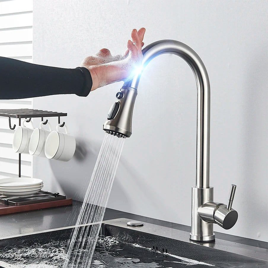 Black Pull Out Touch Sensor Kitchen Mixer Tap brushed-nickel-c by HitMyNeed