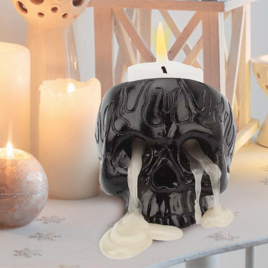 Black Resin Skull Candle Holder for Candles by HitMyNeed
