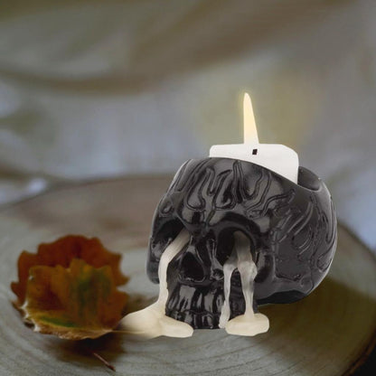 Black Resin Skull Candle Holder for Candles by HitMyNeed