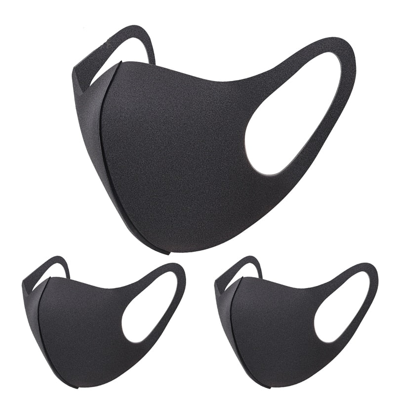 Black Reusable Sponge Face Mask (3-Pack) by HitMyNeed