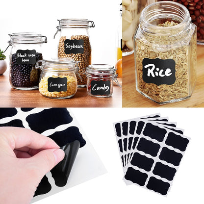 Black Reusable Sticker Labels for Jars (32 Pcs) by HitMyNeed