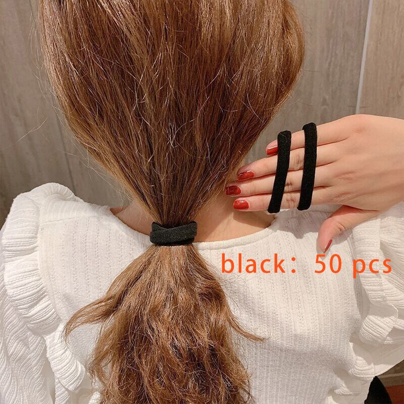 Black Seamless Hair Ties Set of 50 by HitMyNeed