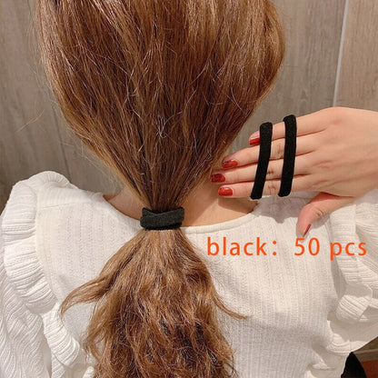 Black Seamless Hair Ties Set of 50 by HitMyNeed