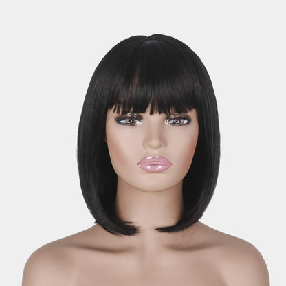 Black Short Bob Wig with Straight Bangs Lace Front by HitMyNeed