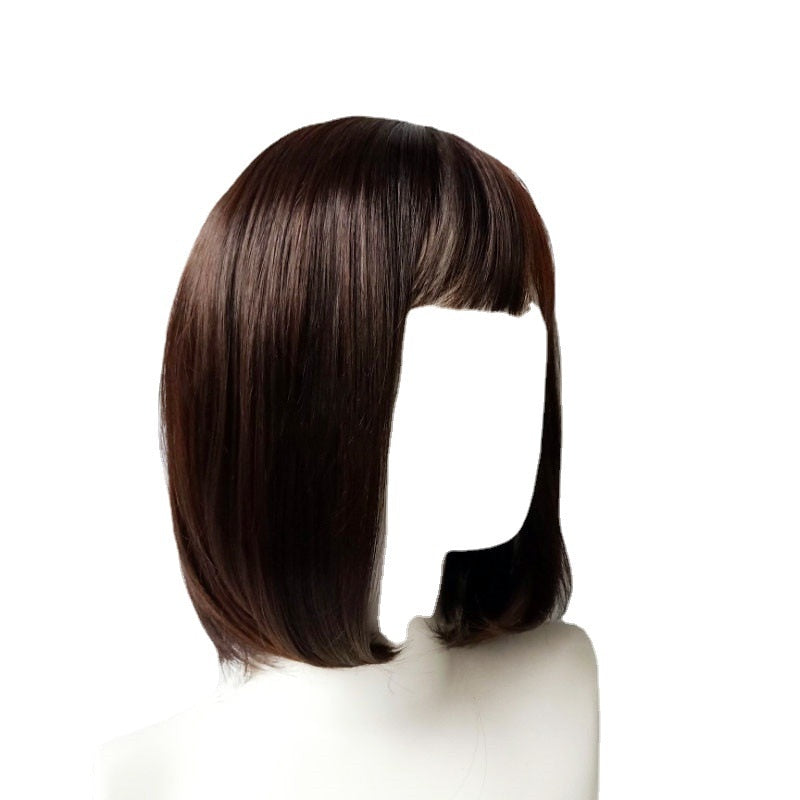 Black Short Bob Wig with Straight Bangs Lace Front by HitMyNeed