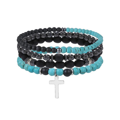 Black Volcanic & Wood Bead Multi-Layer Bracelet Set 1724-11720 by HitMyNeed