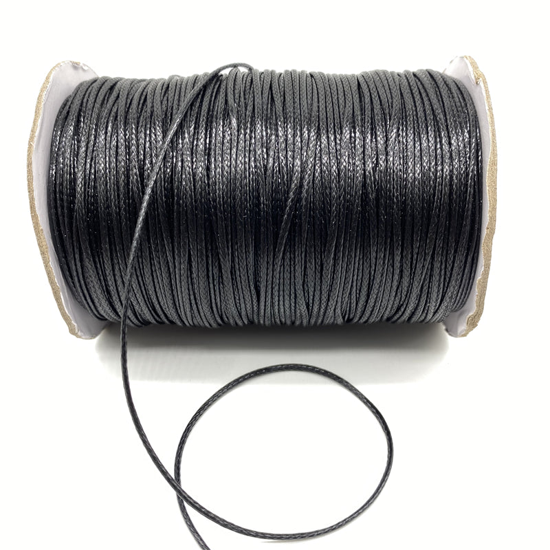 Black Waxed Cord PU Leather Necklace & Bracelet String 2-0mm-5yards by HitMyNeed