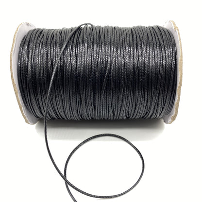 Black Waxed Cord PU Leather Necklace & Bracelet String 2-0mm-5yards by HitMyNeed