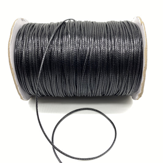 Black Waxed Cord PU Leather Necklace & Bracelet String 2-0mm-5yards by HitMyNeed