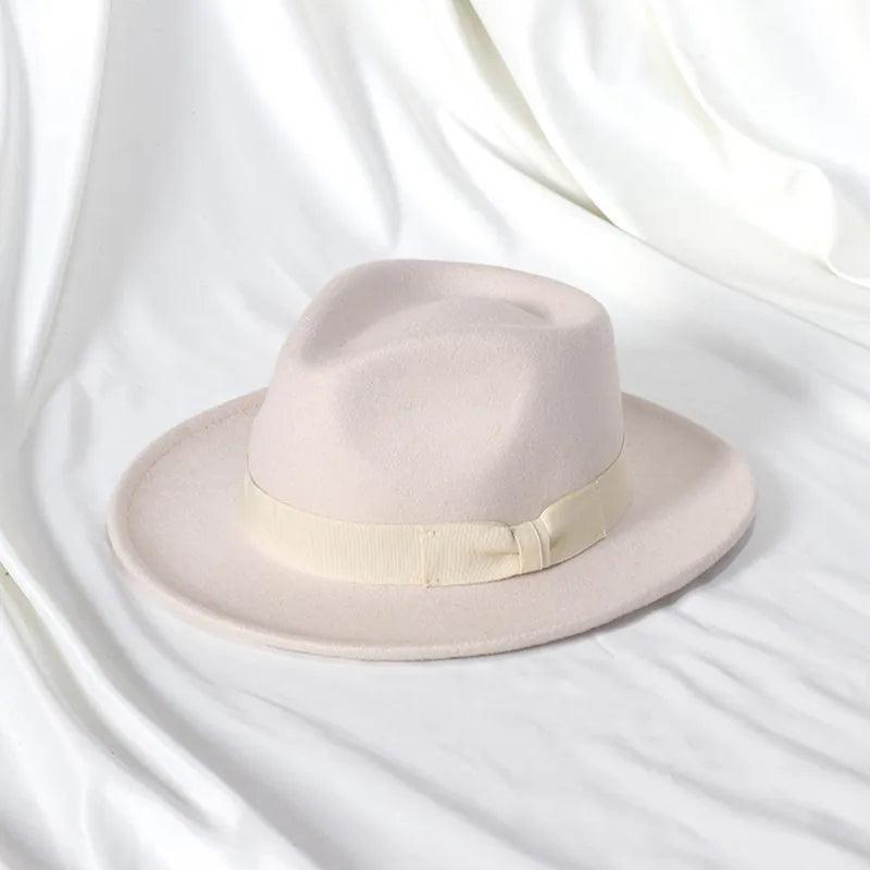 Black Wool Blend Fedora Jazz Hat with Bow Detail by HitMyNeed