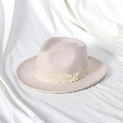 Black Wool Blend Fedora Jazz Hat with Bow Detail by HitMyNeed