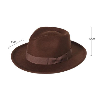 Black Wool Blend Fedora Jazz Hat with Bow Detail by HitMyNeed