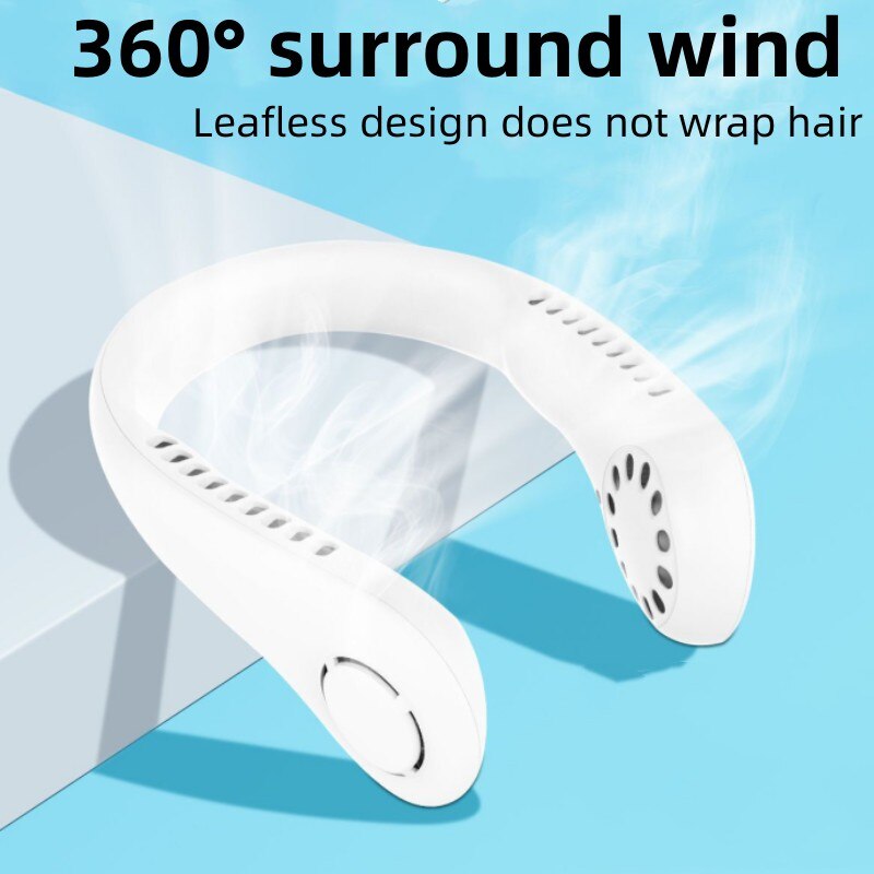 Bladeless Neck Fan 1200mAh Rechargeable, 3-Speed by HitMyNeed
