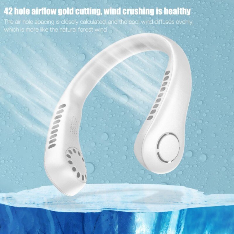 Bladeless Neck Fan 1200mAh Rechargeable, 3-Speed by HitMyNeed