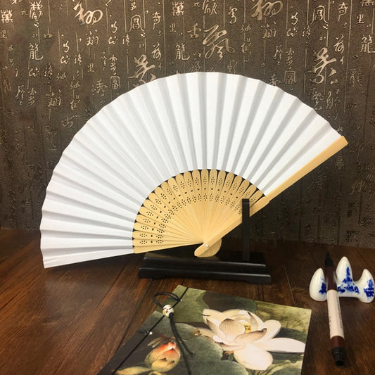 Blank Folding Paper Fans for Party Decor (50 Pack) by HitMyNeed
