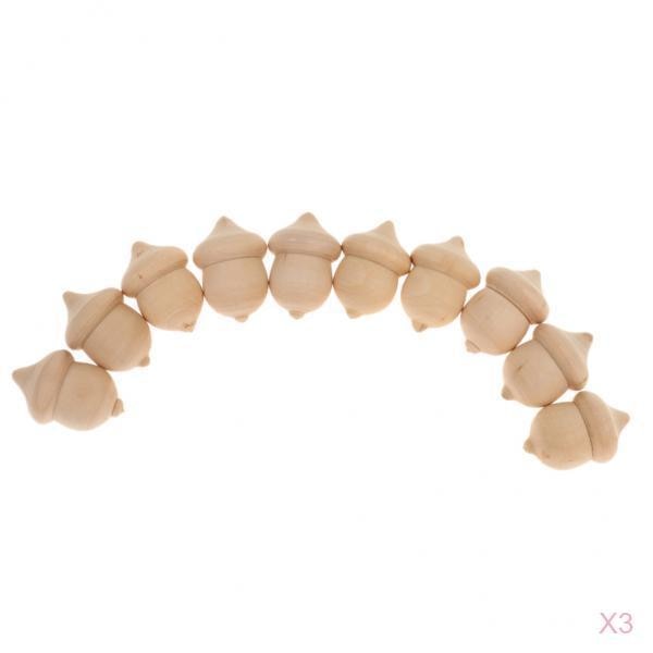 Blank Unfinished Wooden Acorns, 30 Pack Craft Set by HitMyNeed