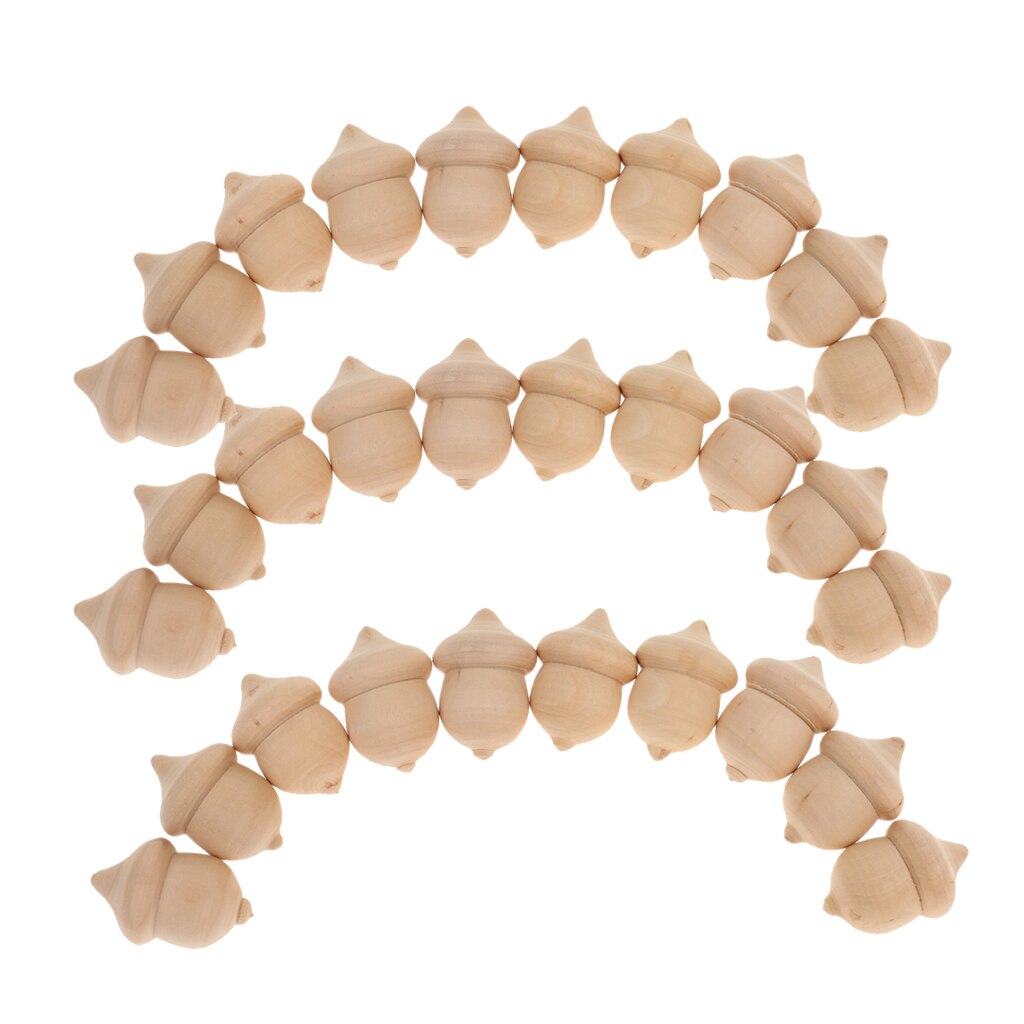 Blank Unfinished Wooden Acorns, 30 Pack Craft Set by HitMyNeed